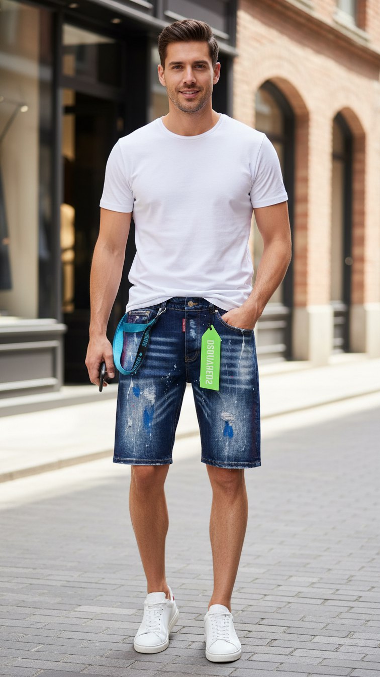 DSQUARED Мужские джинсовые шорты DSQUARED Мужские джинсовые шорты