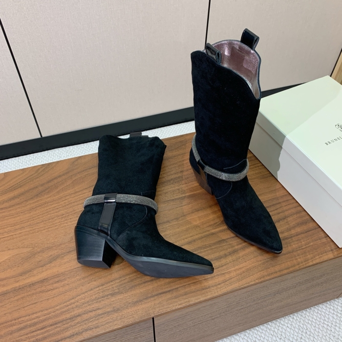 BRUNELLO CUCINELLI Женские замшевые сапоги