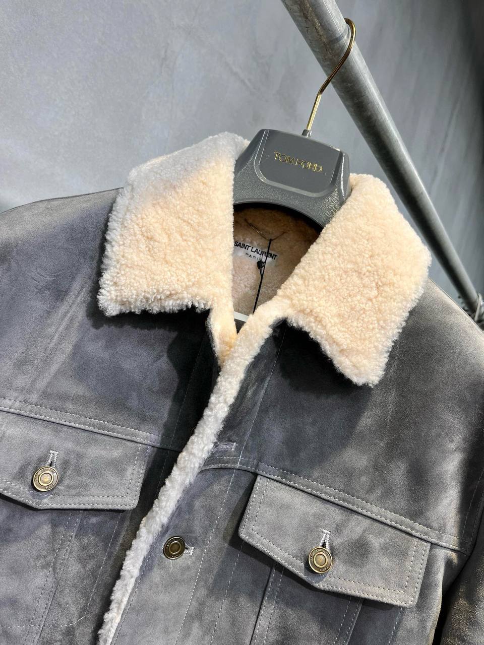 SAINT LAURENT Мужская кожаная куртка из овчины SAINT LAURENT Мужская кожаная куртка из овчины