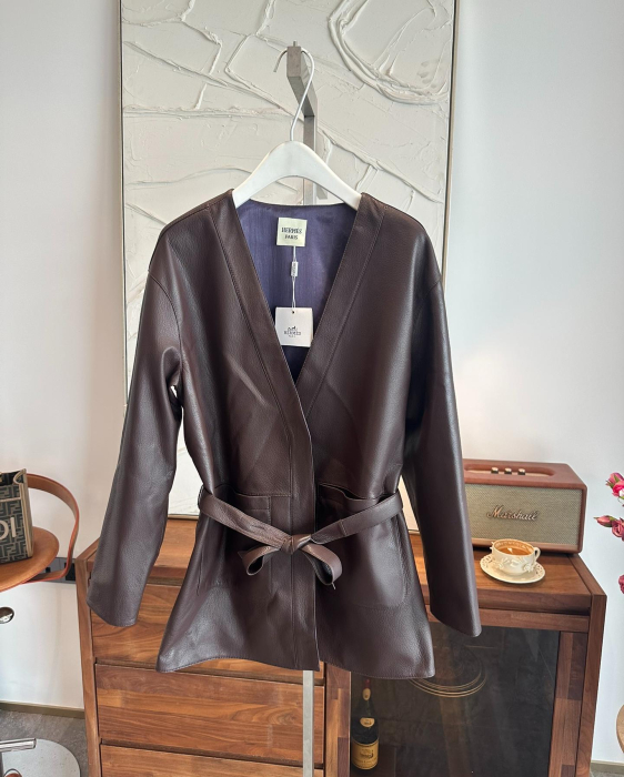 HERMES Женская кожаная куртка
