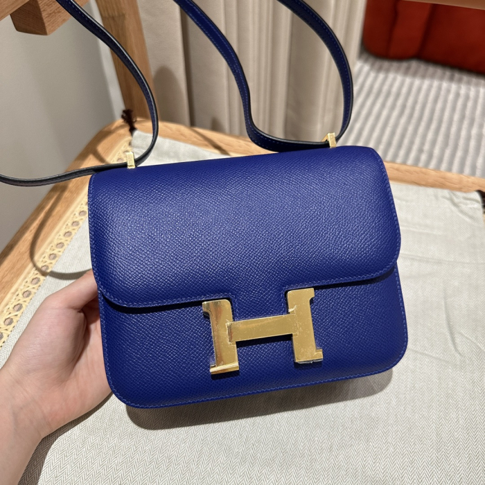 Hermes Женская сумка Constance 19 см 7T/Bleu electric Epsom