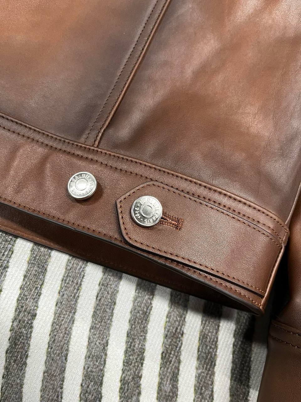 BERLUTI Мужская кожаная куртка из телячьей кожи  BERLUTI Мужская кожаная куртка из телячьей кожи