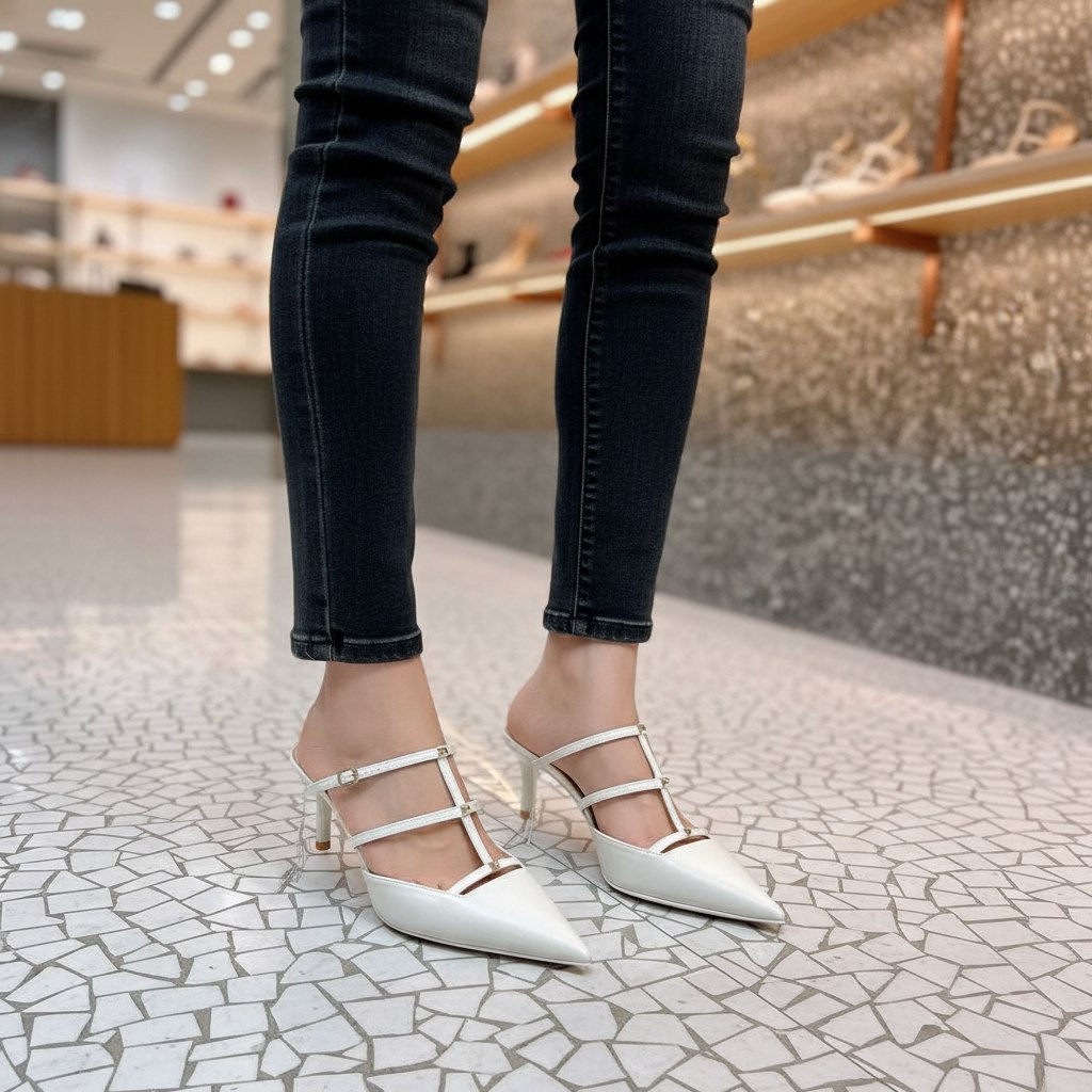 VALENTINO Женские туфли белые с тонкими ремешками VALENTINO Женские туфли белые с тонкими ремешками