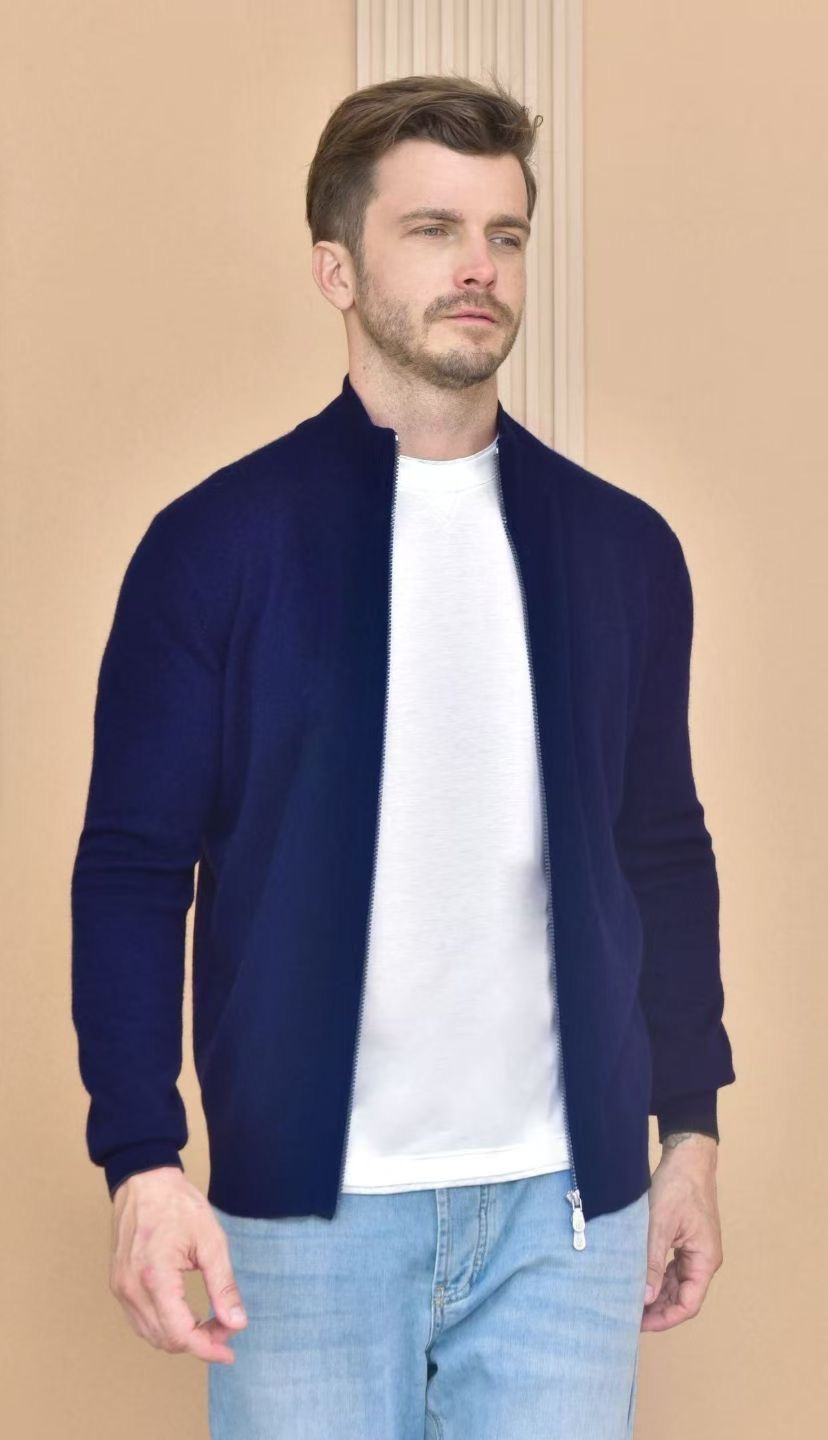 BRUNELLO CUCINELLI Мужской джемпер из кашемира в тёмно-синем оттенке BRUNELLO CUCINELLI Мужской джемпер из кашемира в тёмно-синем оттенке