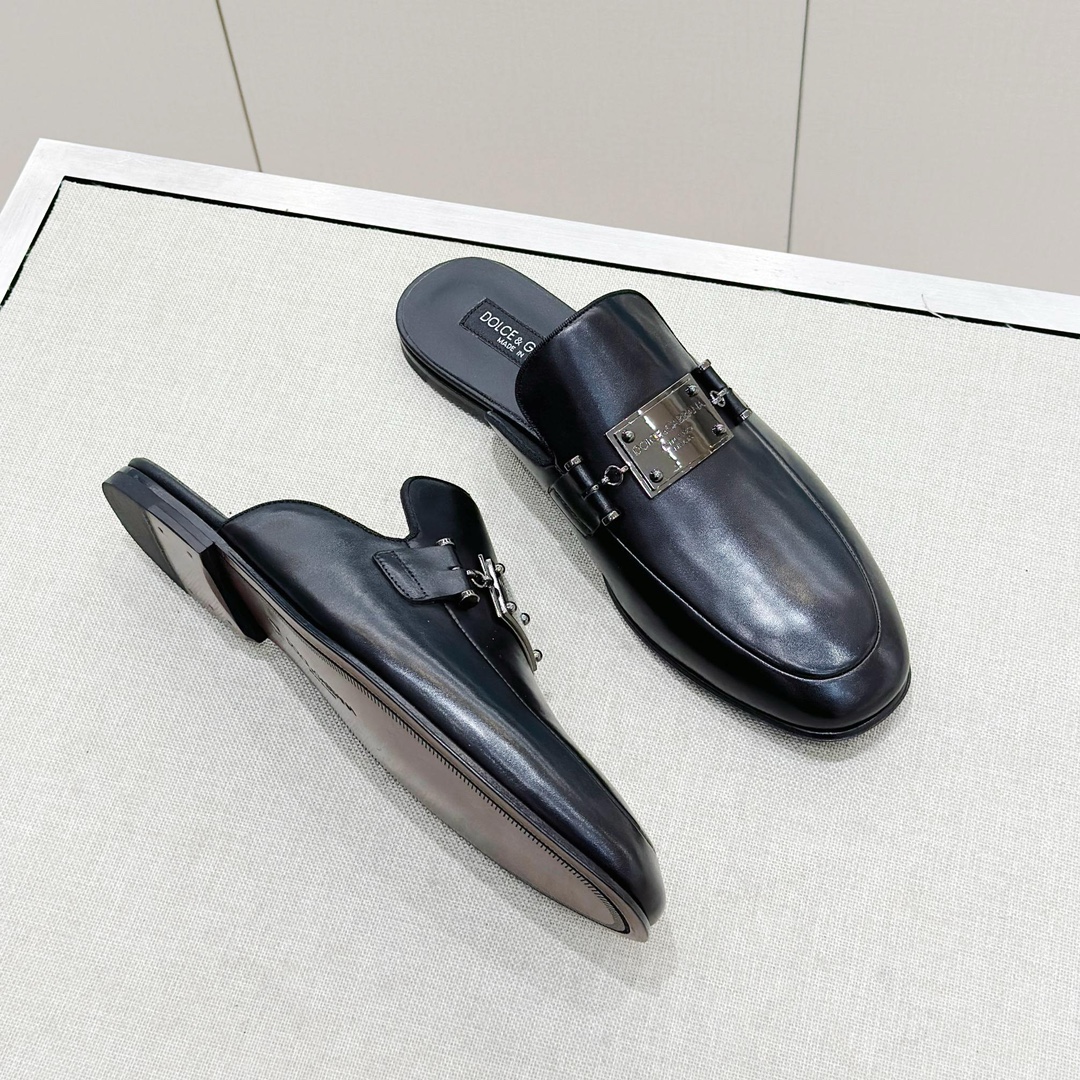 DOLCE & GABBANA Мужские мюли из телячьей кожи DOLCE & GABBANA Мужские мюли из телячьей кожи