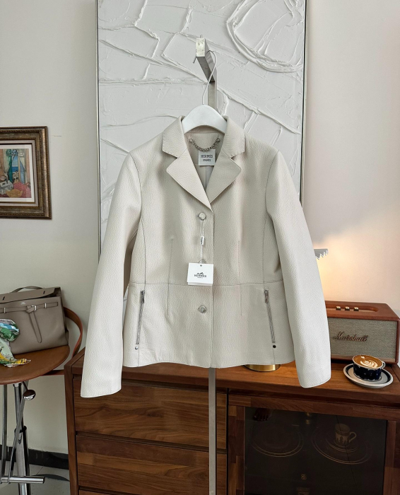 HERMES Женский кожаный жакет