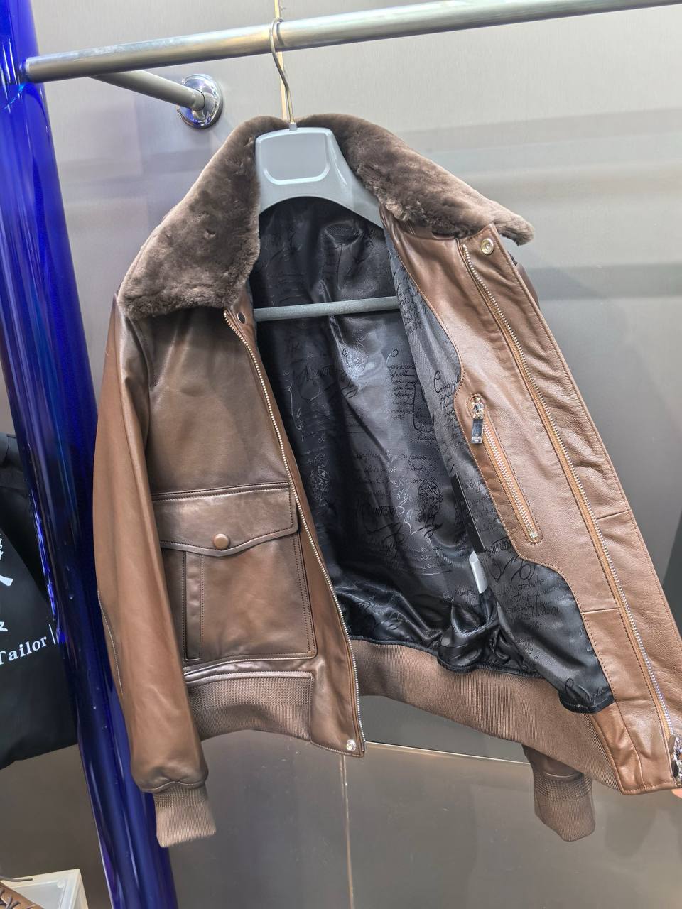 BERLUTI Мужская кожаная куртка из овчины BERLUTI Мужская кожаная куртка из овчины