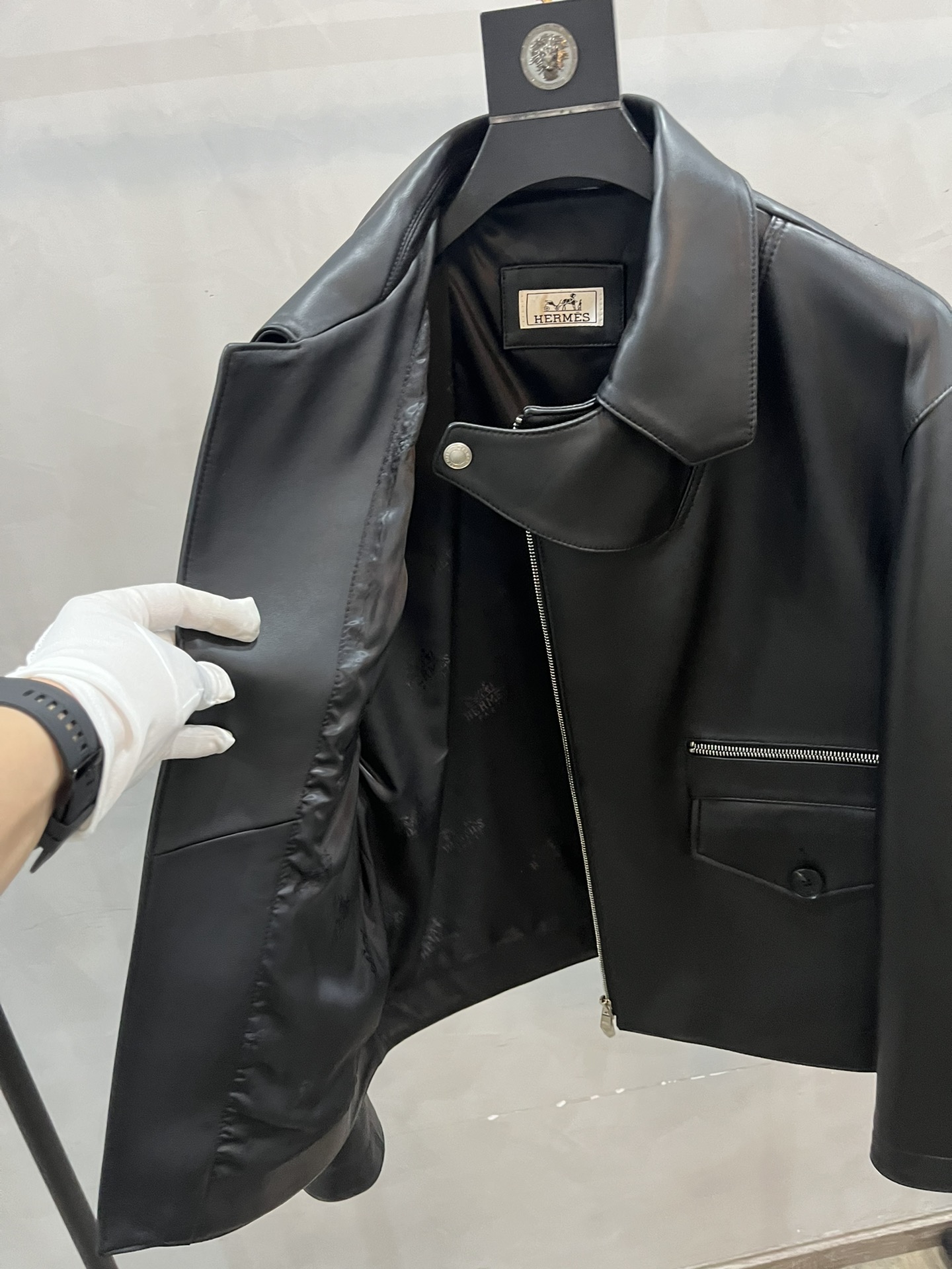 HERMES Мужская кожаная куртка