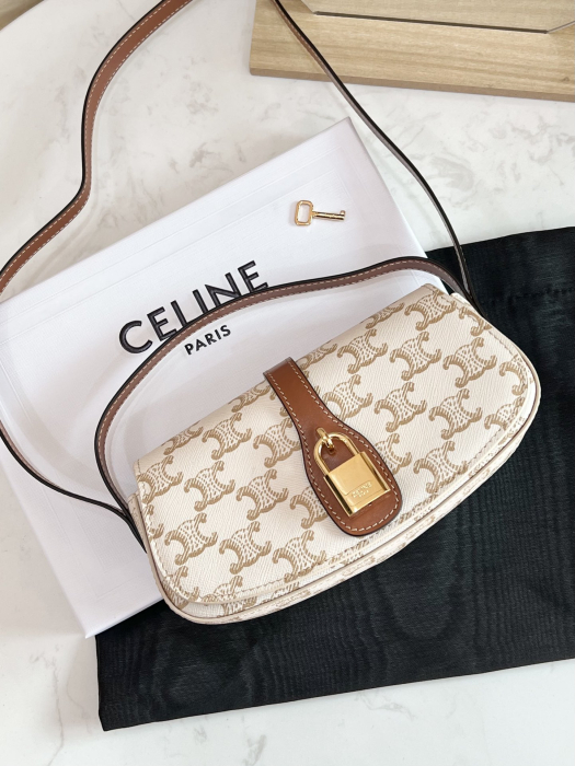  CELINE Женский клатч на ремешке TABOU из канвы и кожи