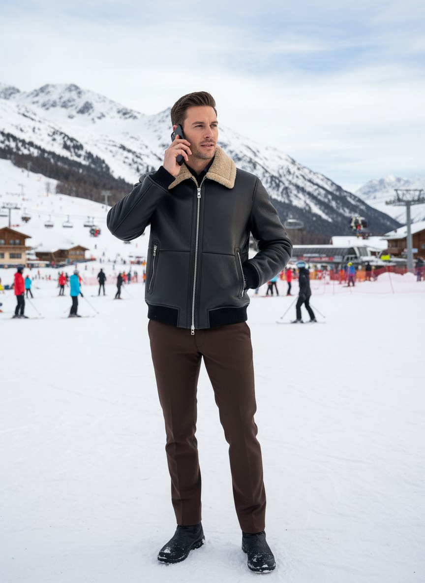 BRUNELLO CUCINELLI Мужская кожаная куртка из овчины BRUNELLO CUCINELLI Мужская кожаная куртка из овчины