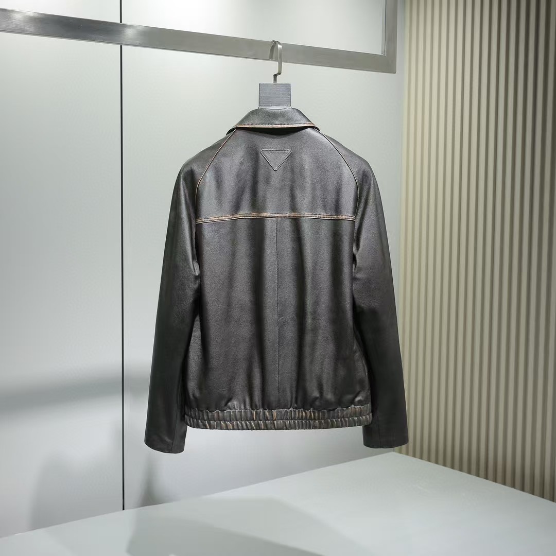 PRADA Мужская кожаная куртка  PRADA Мужская кожаная куртка