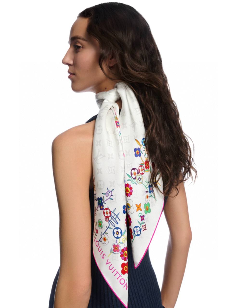 LOUIS VUITTON Женский платок Superflat Flowers из шелка LOUIS VUITTON Женский платок Superflat Flowers из шелка