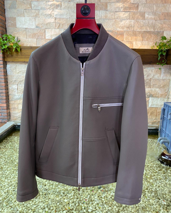 HERMES Мужской кожаный бомбер