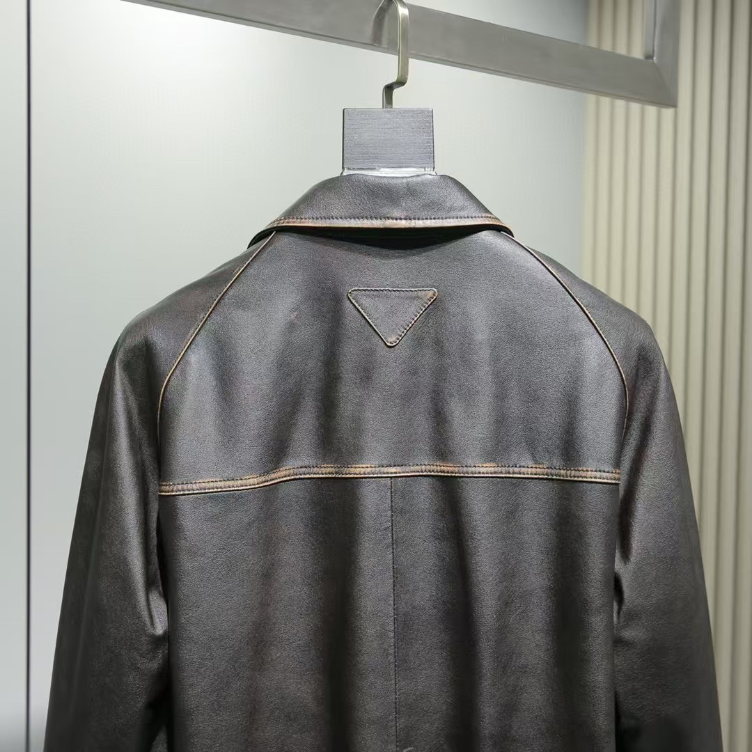 PRADA Мужская кожаная куртка  PRADA Мужская кожаная куртка