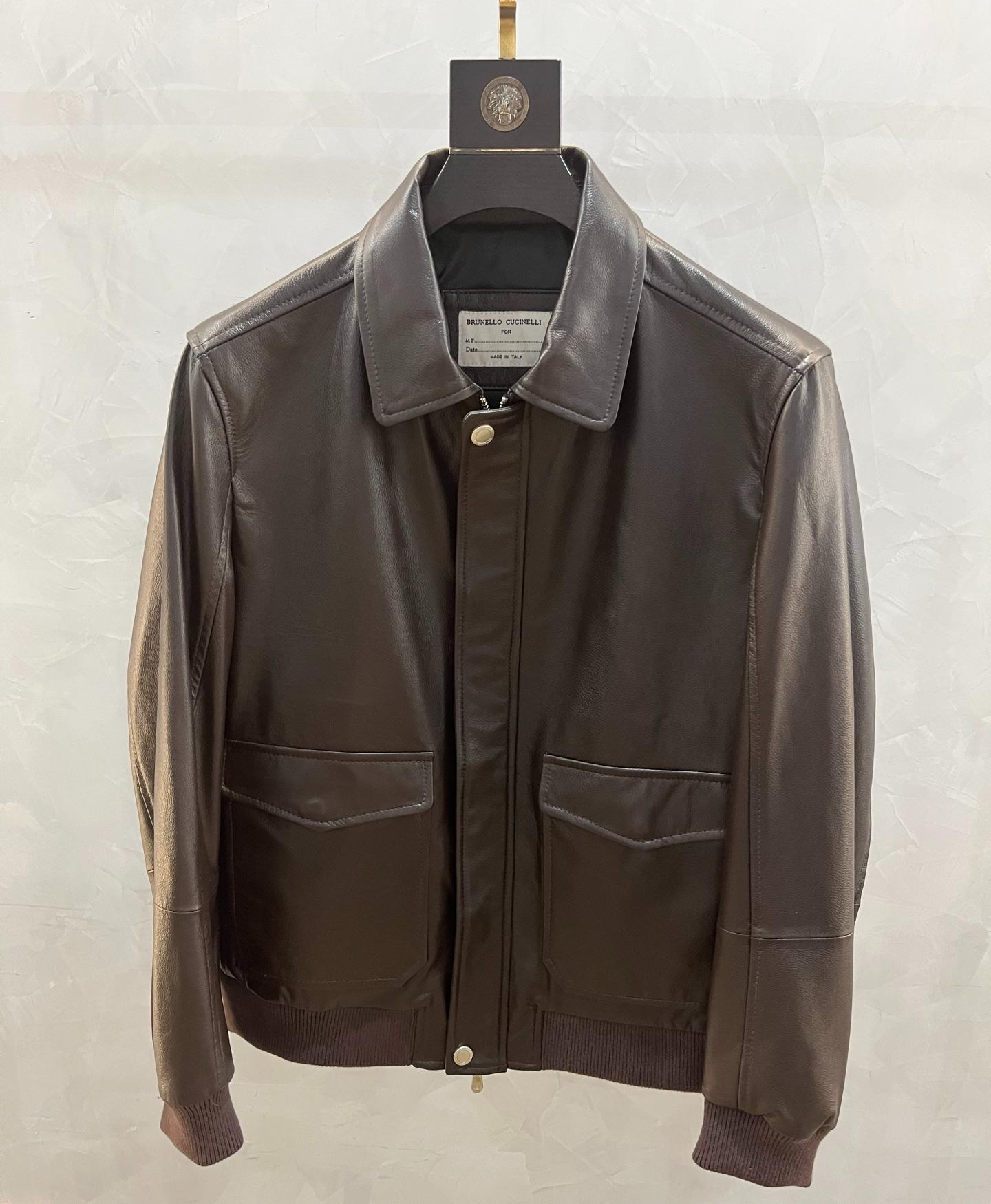 BRUNELLO CUCINELLI Мужская кожаная куртка на молнии BRUNELLO CUCINELLI Мужская кожаная куртка на молнии