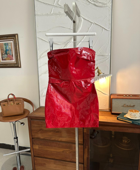 BALENCIAGA Женское кожаное платье