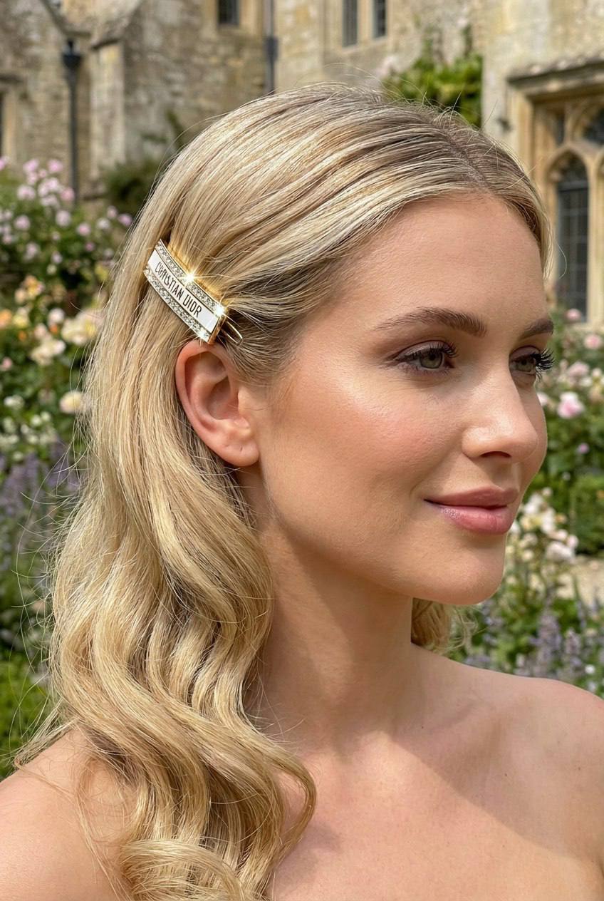 CHRISTIAN DIOR Женская заколка для волос с белой эмалью CHRISTIAN DIOR Женская заколка для волос с белой эмалью