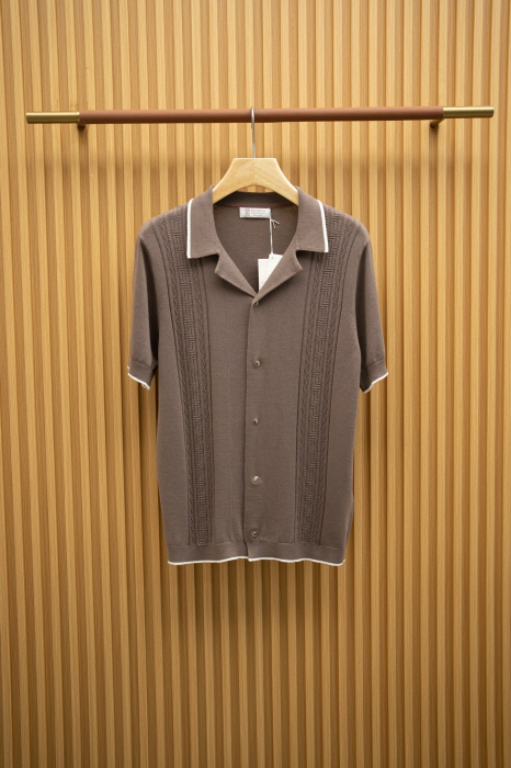 BRUNELLO CUCINELLI Мужское поло хлопок и лён