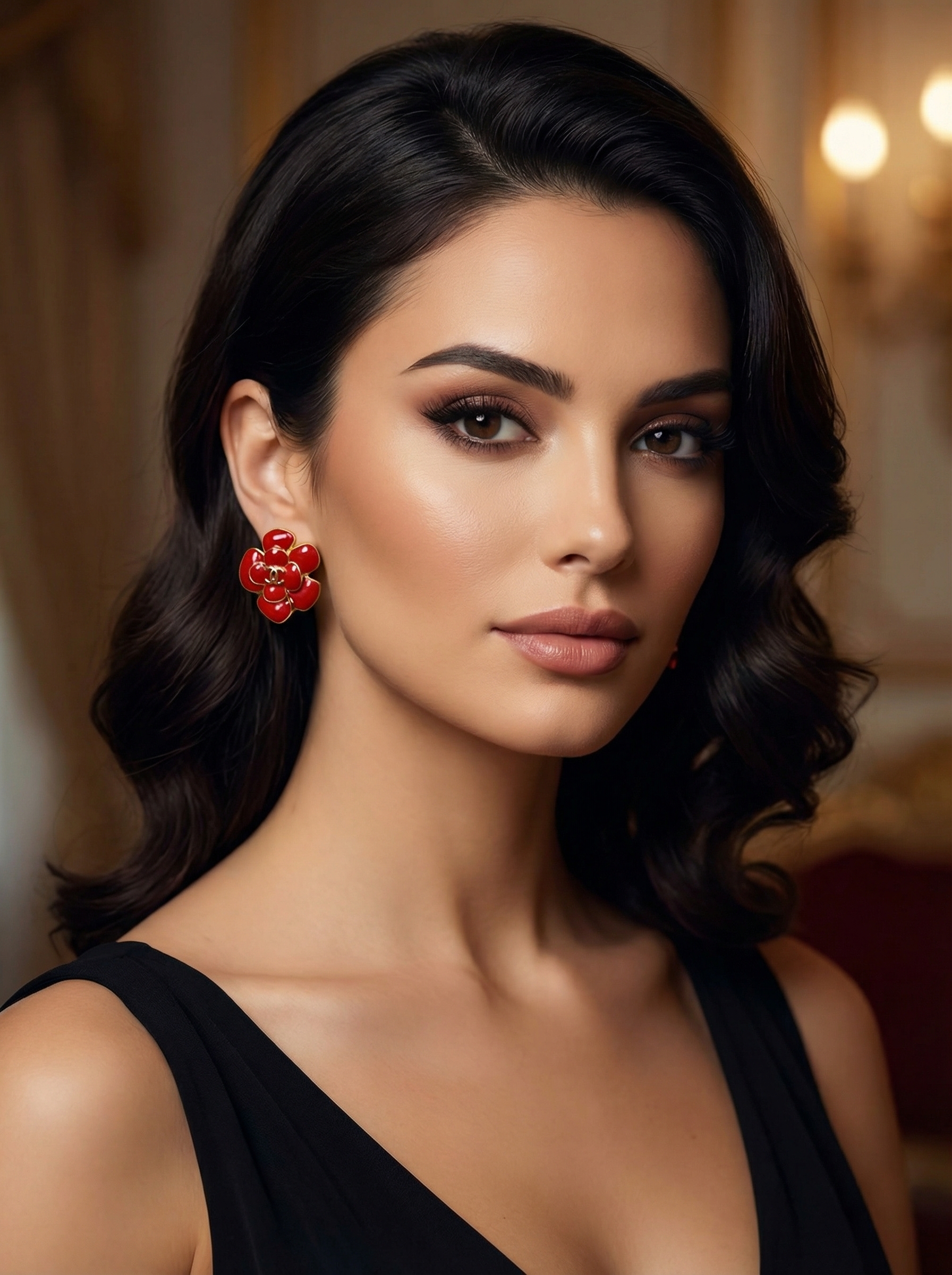 CHANEL Женские серьги-пуссеты с эмалью