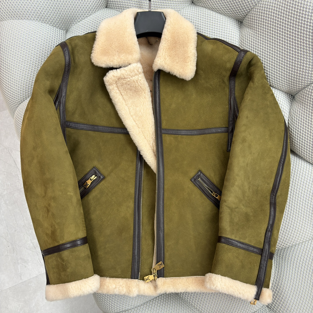 LOUIS VUITTON Мужская дублёнка из замши и овечьей шерсти LOUIS VUITTON Мужская дублёнка из замши и овечьей шерсти