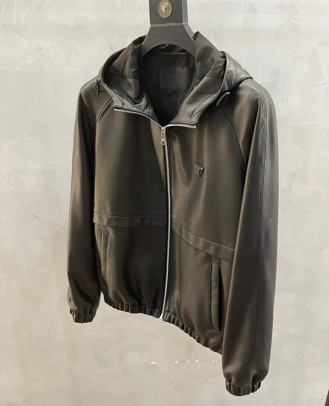 PRADA Мужская кожаная куртка  PRADA Мужская кожаная куртка