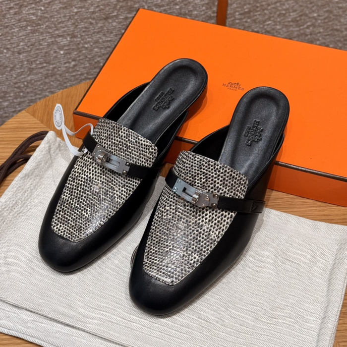 HERMES Женские мюли Oz кожа ящерицы