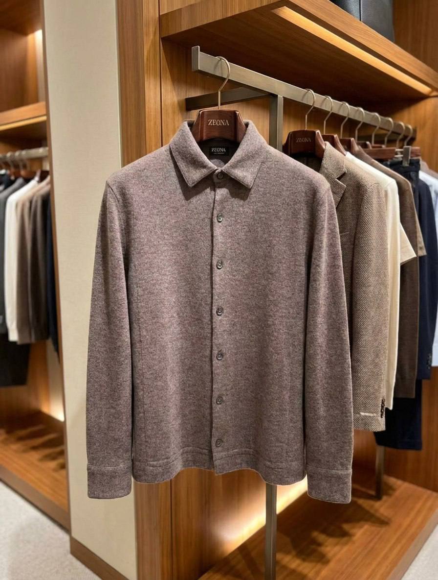 ERMENEGILDO ZEGNA Мужская рубашка из кашемира ERMENEGILDO ZEGNA Мужская рубашка из кашемира
