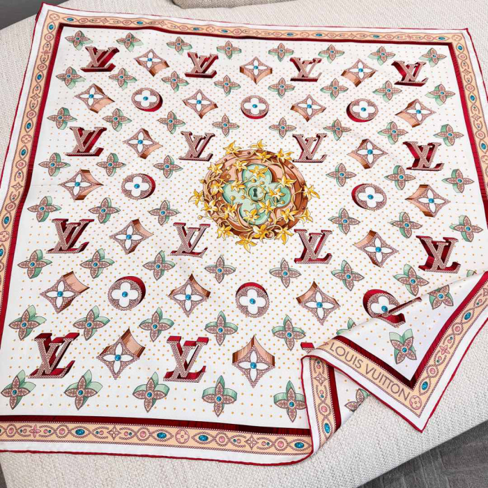 LOUIS VUITTON Женский платок Monogram LV Locks Square 90 М79939