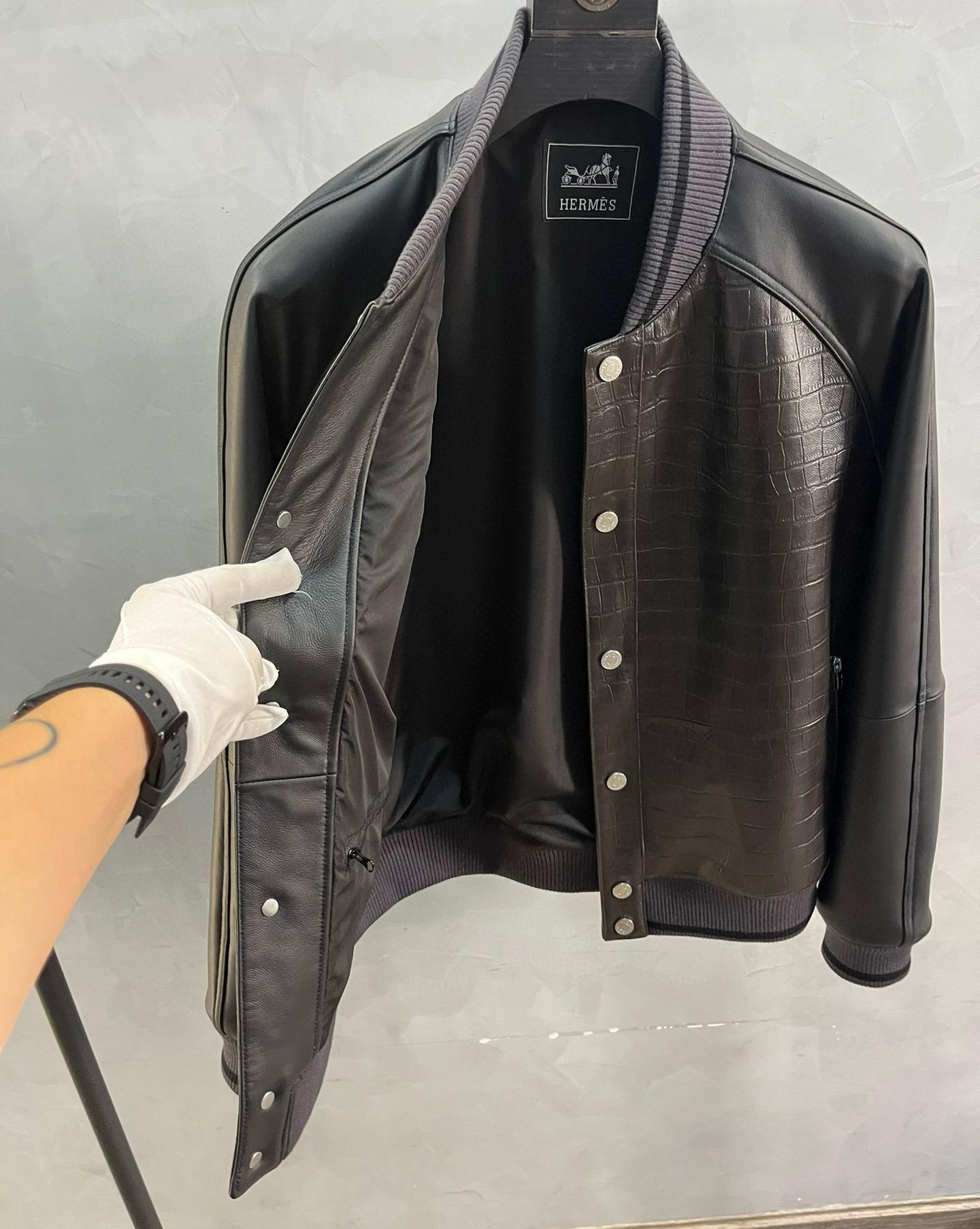 HERMES Мужская кожаная куртка HERMES Мужская кожаная куртка