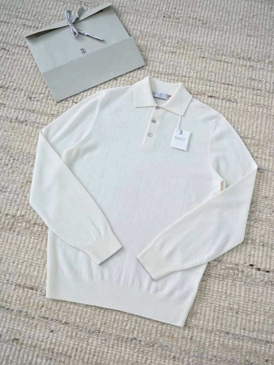 BRUNELLO CUCINELLI Мужское поло из кашемира  BRUNELLO CUCINELLI Мужское поло из кашемира