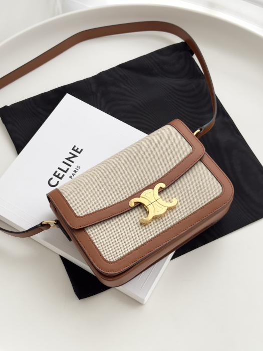  CELINE Женская сумка CLASSIQUE TRIOMPHE из кожи и текстиля