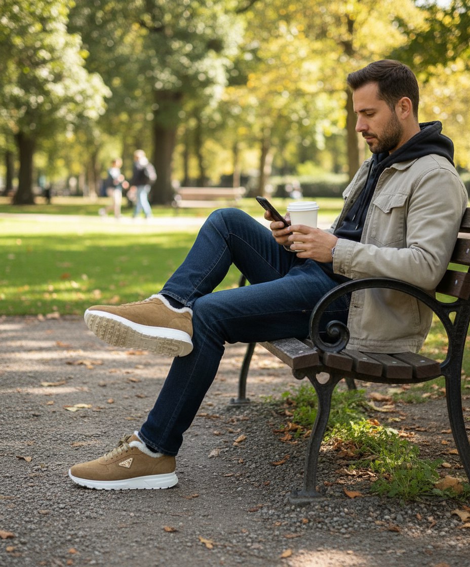 PRADA Мужские кроссовки из коровьей кожи PRADA Мужские кроссовки из коровьей кожи