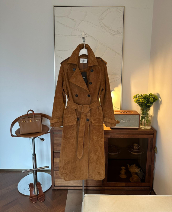 SAINT LAURENT Женское пальто из замши