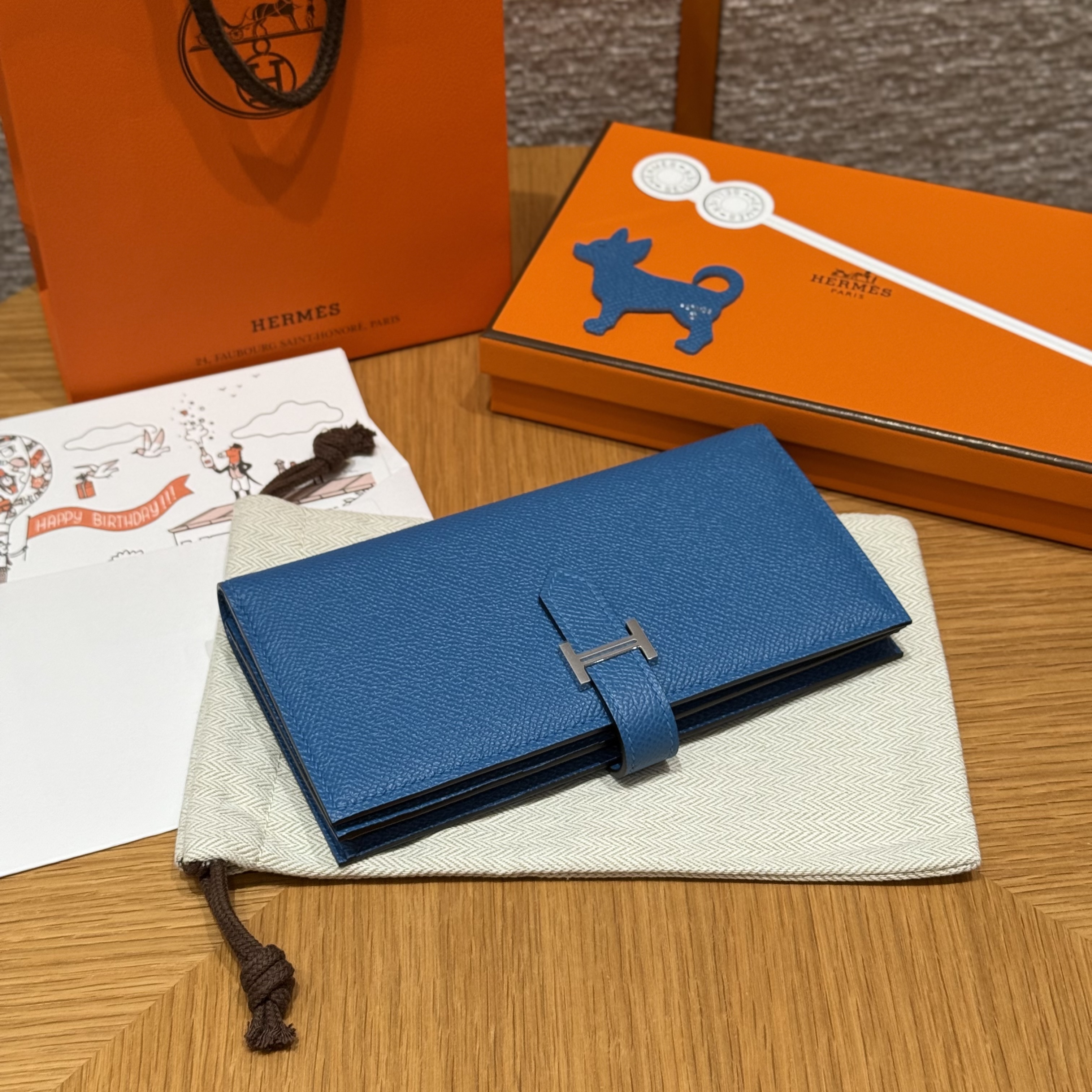 HERMES Кошелёк Bearn 17.5 см 7Q/Blue Mykonos Epsom HERMES Кошелёк Bearn 17.5 см 7Q/Blue Mykonos Epsom