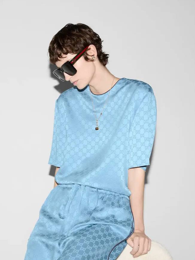 GUCCI Женская футболка из атласа  GUCCI Женская футболка из атласа