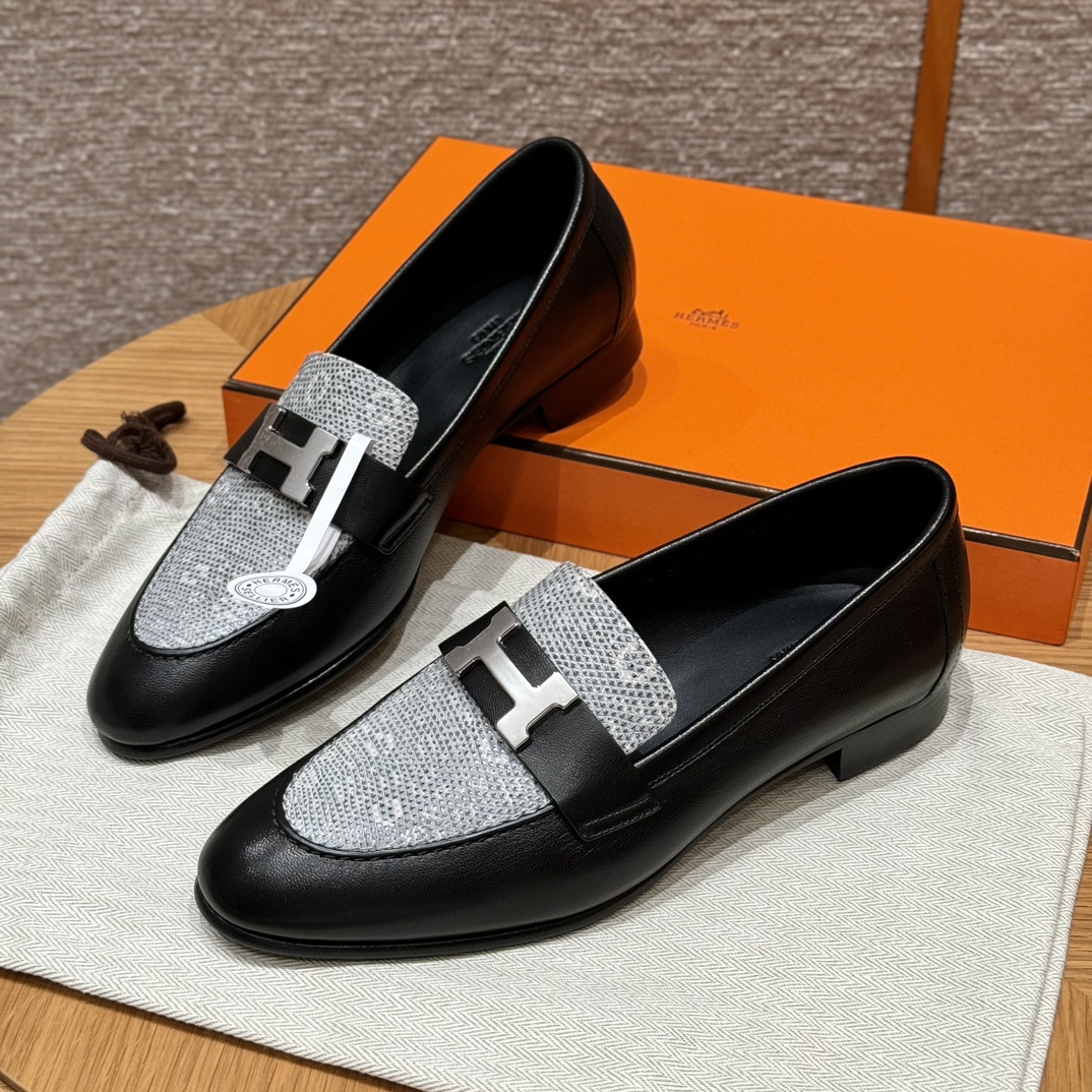 HERMES Женские лоферы Paris кожа ящерицы HERMES Женские лоферы Paris кожа ящерицы