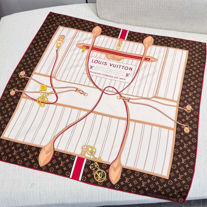 LOUIS VUITTON Женский Платок-каре Flower And Straps 90 M90659