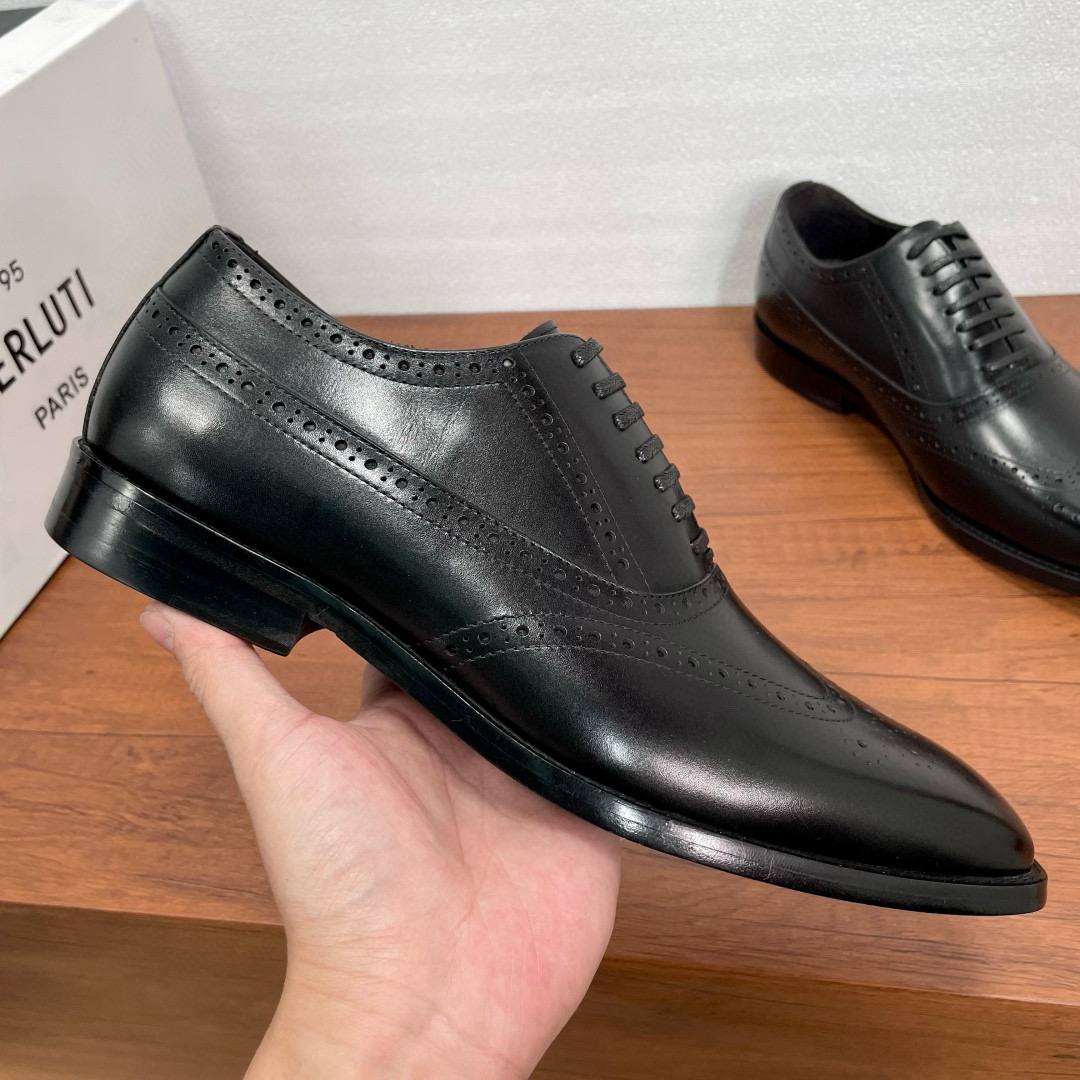 BERLUTI Мужские туфли из телячьей кожи черные BERLUTI Мужские туфли из телячьей кожи черные