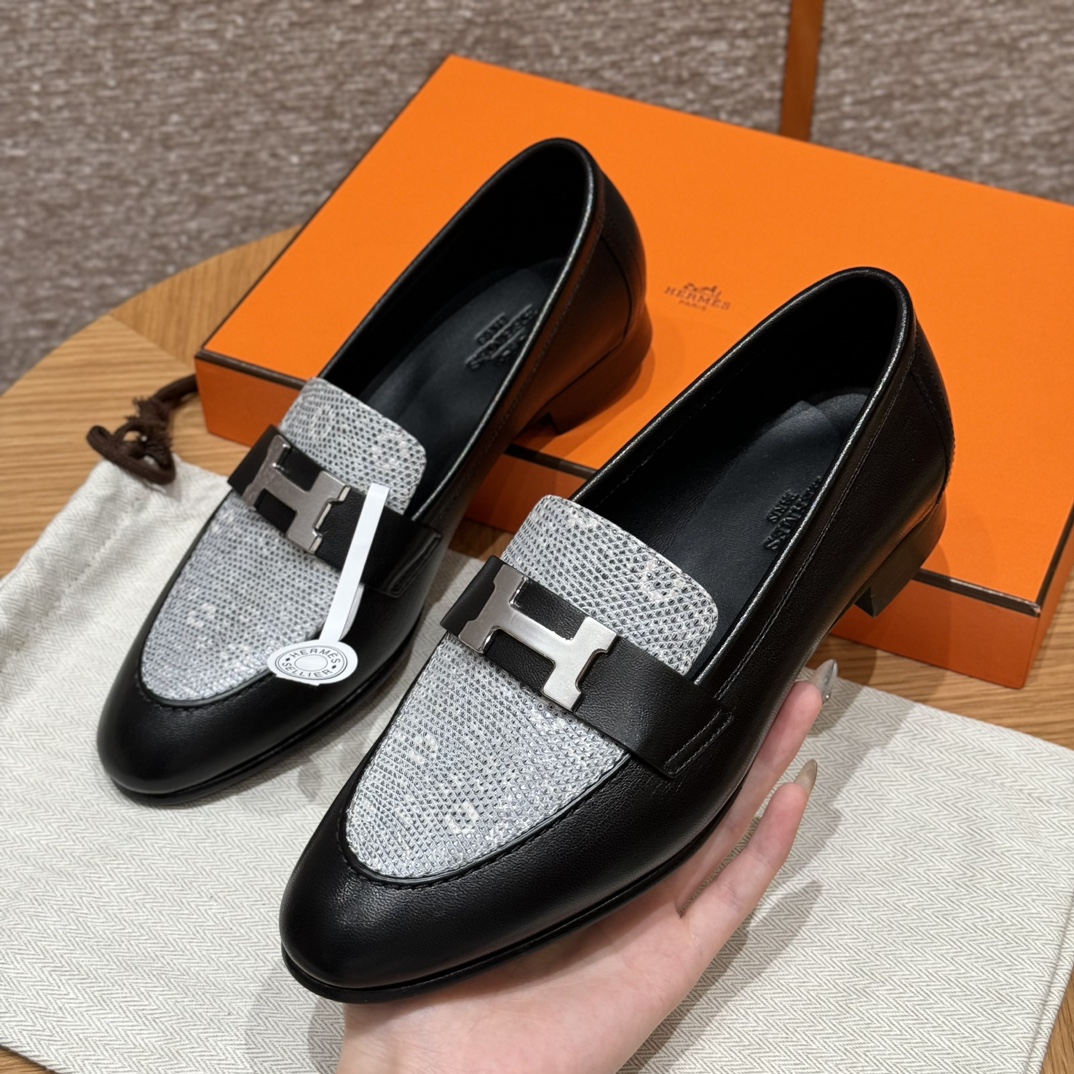 HERMES Женские лоферы Paris кожа ящерицы HERMES Женские лоферы Paris кожа ящерицы