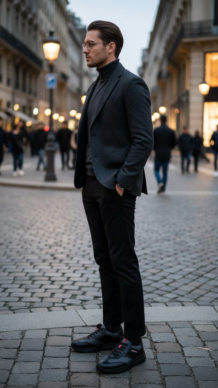 PRADA Мужские кроссовки из телячьей кожи PRADA Мужские кроссовки из телячьей кожи