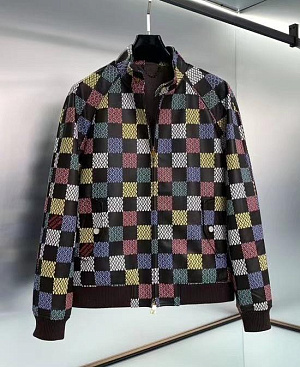 LOUIS VUITTON Мужская кожаная куртка Damier