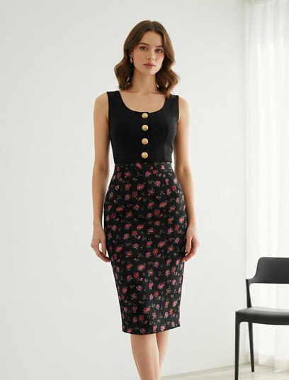 DOLCE & GABBANA Женская шёлковая юбка с мелким цветочным принтом