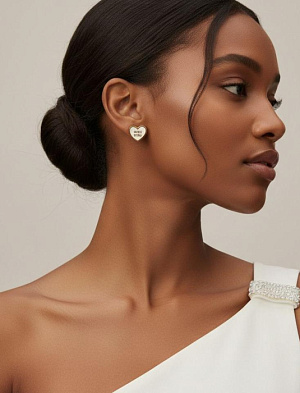 MIU MIU Женские серьги-гвоздики «Сердце» с эмалью