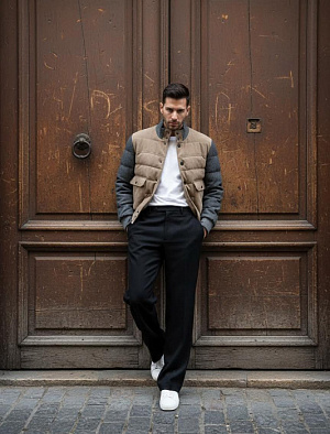 KITON Мужской кожаный пуховик 