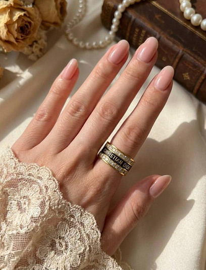 CHRISTIAN DIOR Женское кольцо с чёрной эмалью и камнями Swarovski