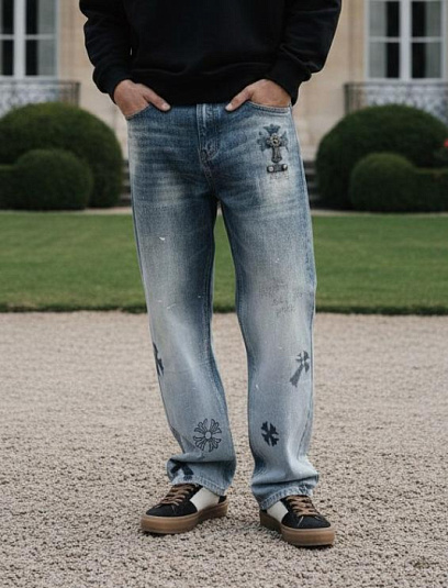 CHROME HEARTS Мужские винтажные джинсы