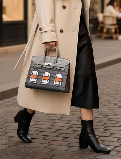 HERMES Женская сумка Birkin Faubourg Touch 20 см 0L Epsom/Alligator