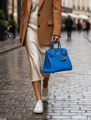 HERMES Женская сумка Birkin 30 см 17/Blue zalige Togo