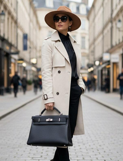 HERMES Женская сумка Kelly Maxi 42 см 89/Noir Togo