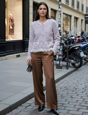 CHANEL Женский твидовый кардиган с бахромой 